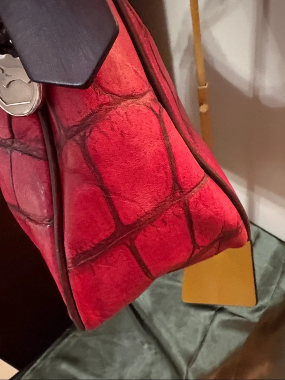 Dooney and Bourke Red Croc-Embossed Hobo Shoulder Bag - Women's Handbag